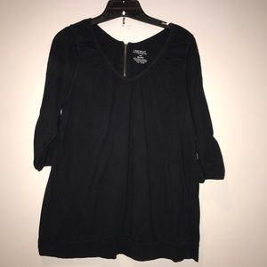 Lane Bryant Black 3/4 Sleeve V Neck ZIP Back 14/16